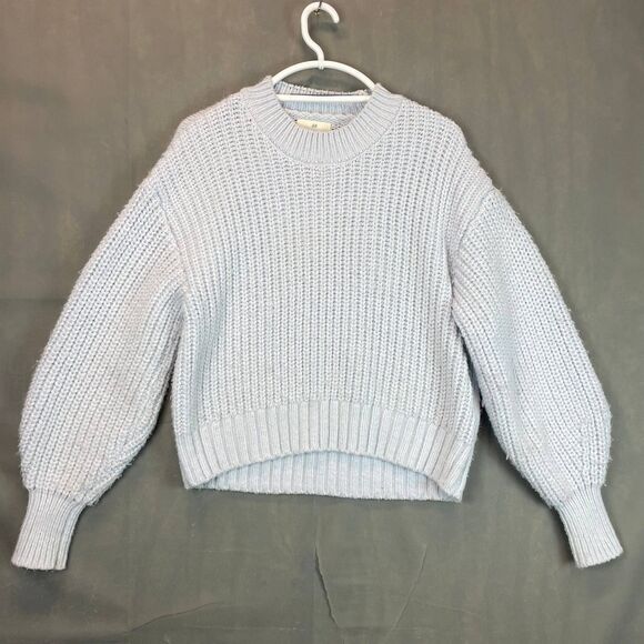 H&M Chunky Knit Sweater Women’s Size S Light Blue Long Sleeve Ribbed Pullover - Picture 1 of 9